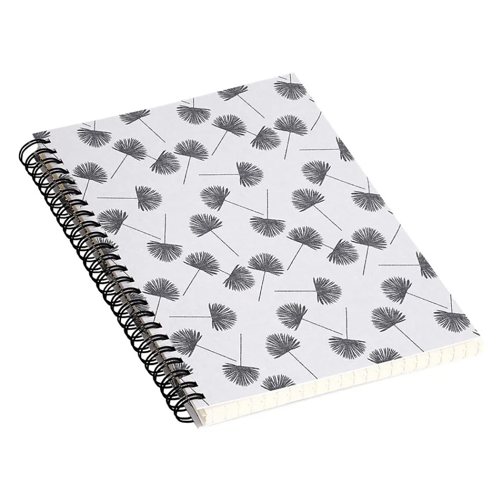 Notebooks|DENY Designs Woven Fan Palm In Gray by Little Arrow Design Co Notebook, 5.5" x 8.25", Dotted, 40 Sheets, White (69675-nobs01)