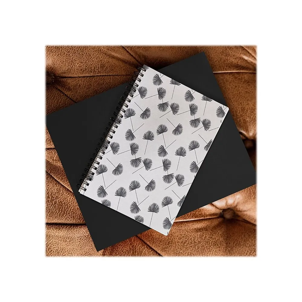 Notebooks|DENY Designs Woven Fan Palm In Gray by Little Arrow Design Co Notebook, 5.5" x 8.25", Dotted, 40 Sheets, White (69675-nobs01)
