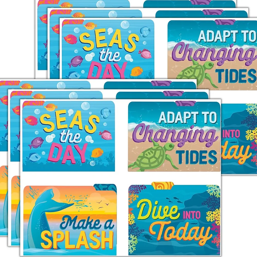 File Folders|Eureka Seas the Day File Folder, 1-Tab, Letter/Legal Size, Multicolored, 4/Pack, 6 Packs/Bundle (EU-866455-6)