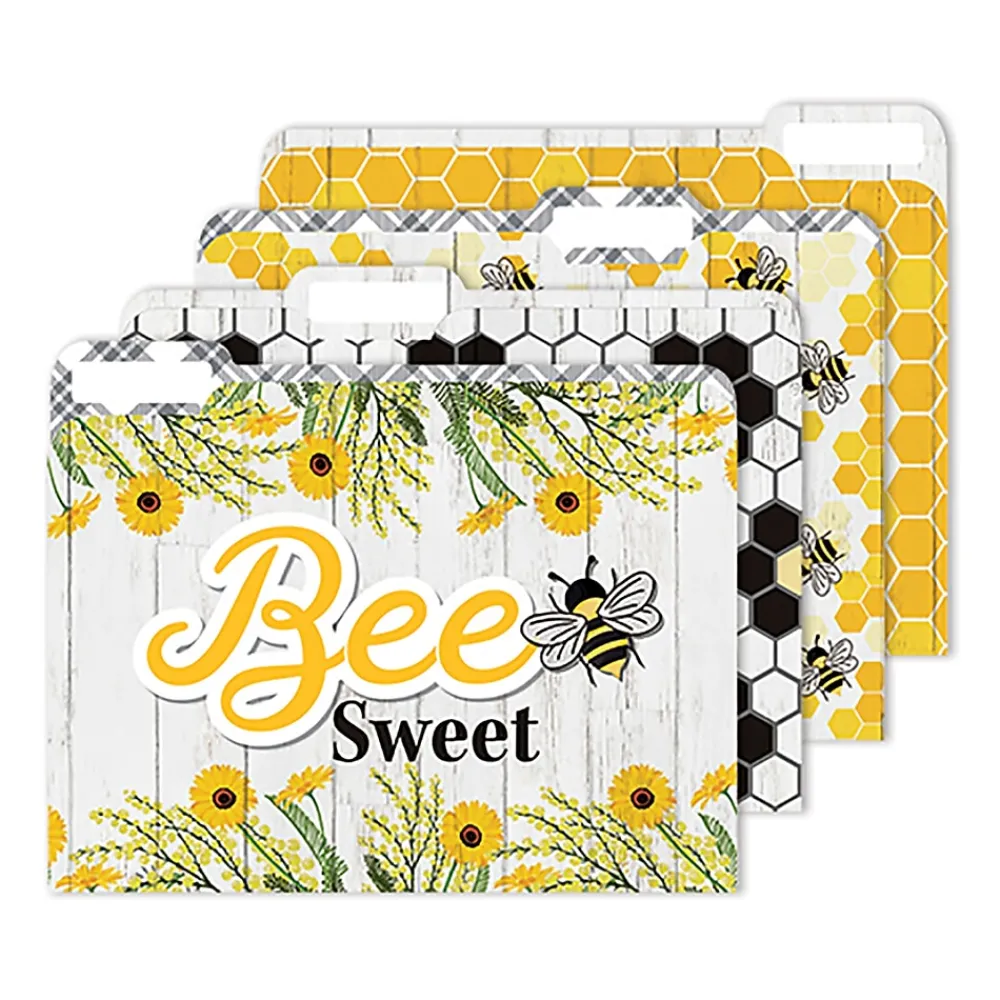File Folders|Eureka The Hive File Folders, Straight Cut, Letter Size, Assorted Colors, 4/Pack, 6 Packs/Bundle (EU-866447-6)