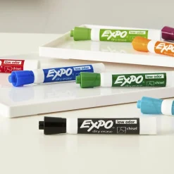 Markers|Expo Dry Erase Marker, Chisel Point, Assorted, 4/Pack (80074)