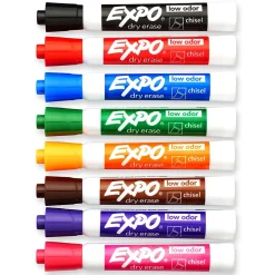 Markers|Expo Dry Erase Markers, Chisel Tip, Assorted, 8/Pack (80678)