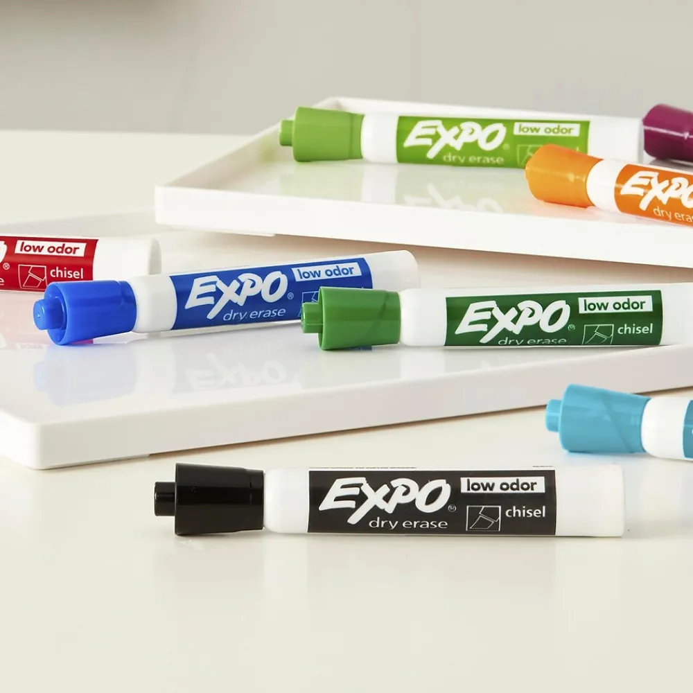 Markers|Expo Low Odor Tank Dry Erase Marker, Chisel Tip, , 12/Pack (80001) Black