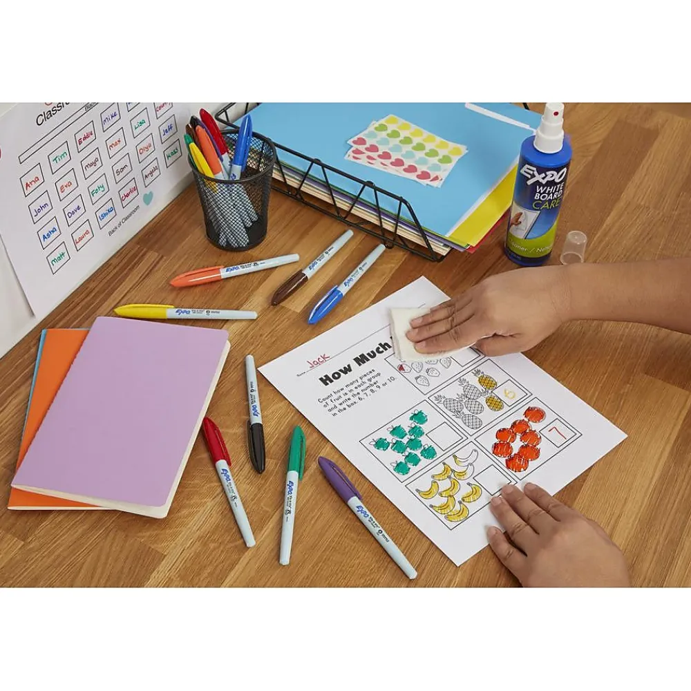 Markers|Expo Vis-a-Vis Wet Erase Markers, Fine Point, Assorted, 4/Pack (16074/2134341)