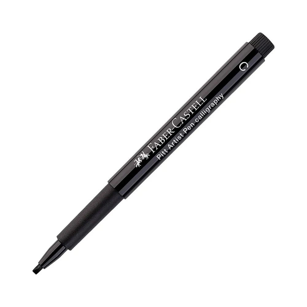 Markers|Faber-Castell PITT Artist Pen Calligraphy Marker, Chisel Tip, Black Ink, 3/Pack (800076)