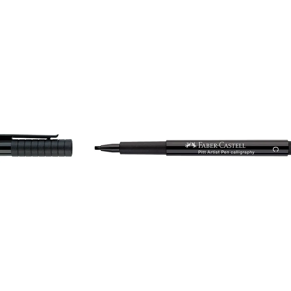 Markers|Faber-Castell PITT Artist Pen Calligraphy Marker, Chisel Tip, Black Ink, 3/Pack (800076)