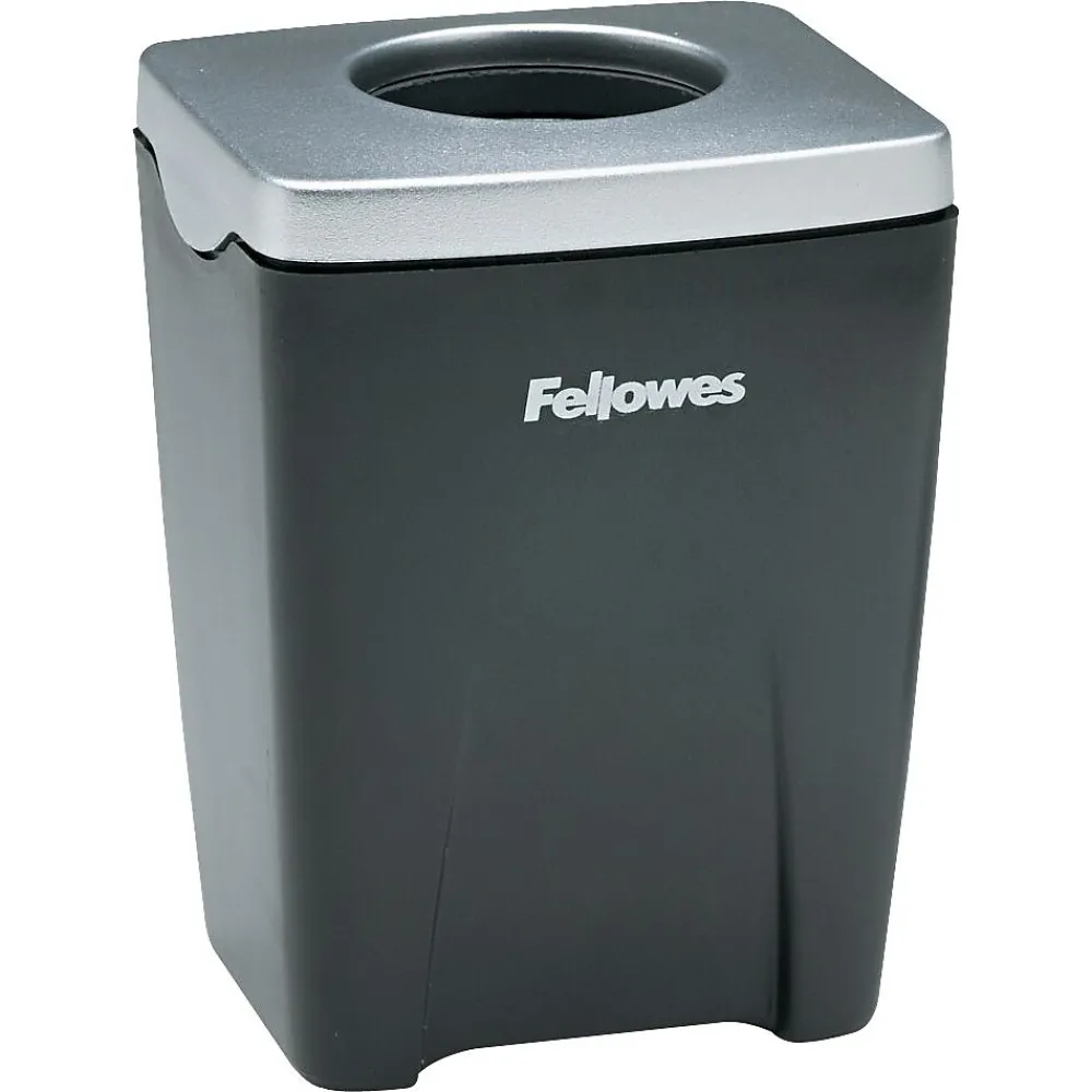 Clips & Fasteners|Fellowes ® Office Suites™ Paper Clip Cup, Black/Silver, 3-1/4"H x 2-4/9"W x 2-1/5"D (8032801)