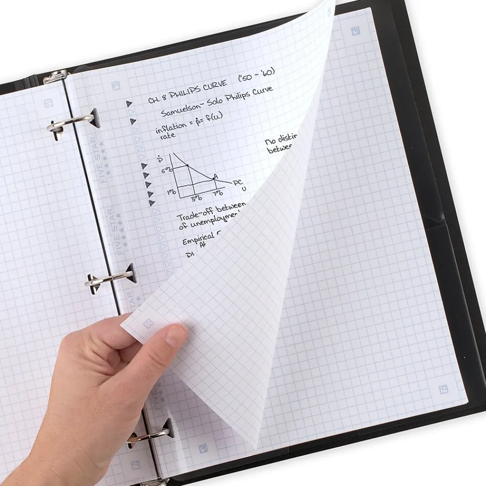 Filler Paper|Five Star Reinforced Graph Paper, 8.5" x 11", 3-Hole Punched, 80 Sheets/Pack (170122/170036)