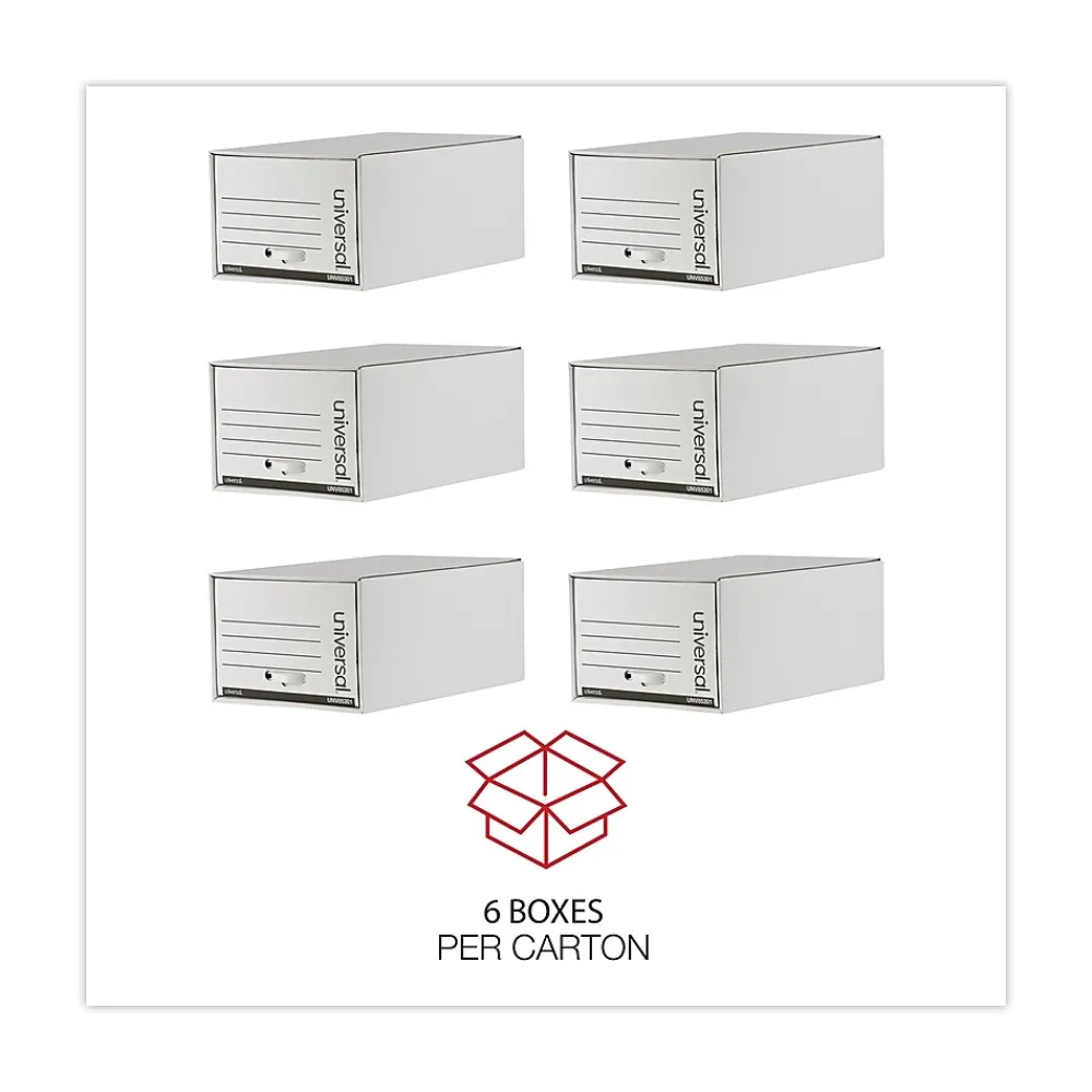File Storage|Universal Heavy-Duty Storage Box Drawer, Legal Size, White, 6/Carton (UNV85301)