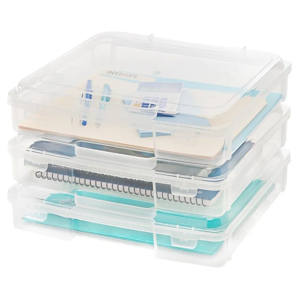 File Storage|Iris Plastic File Box with Latching Lid, Letter Size, Clear, 6/Pack (150655)
