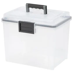 File Storage|Iris WeatherPro Portable File Box, Letter Size, Clear (110350)