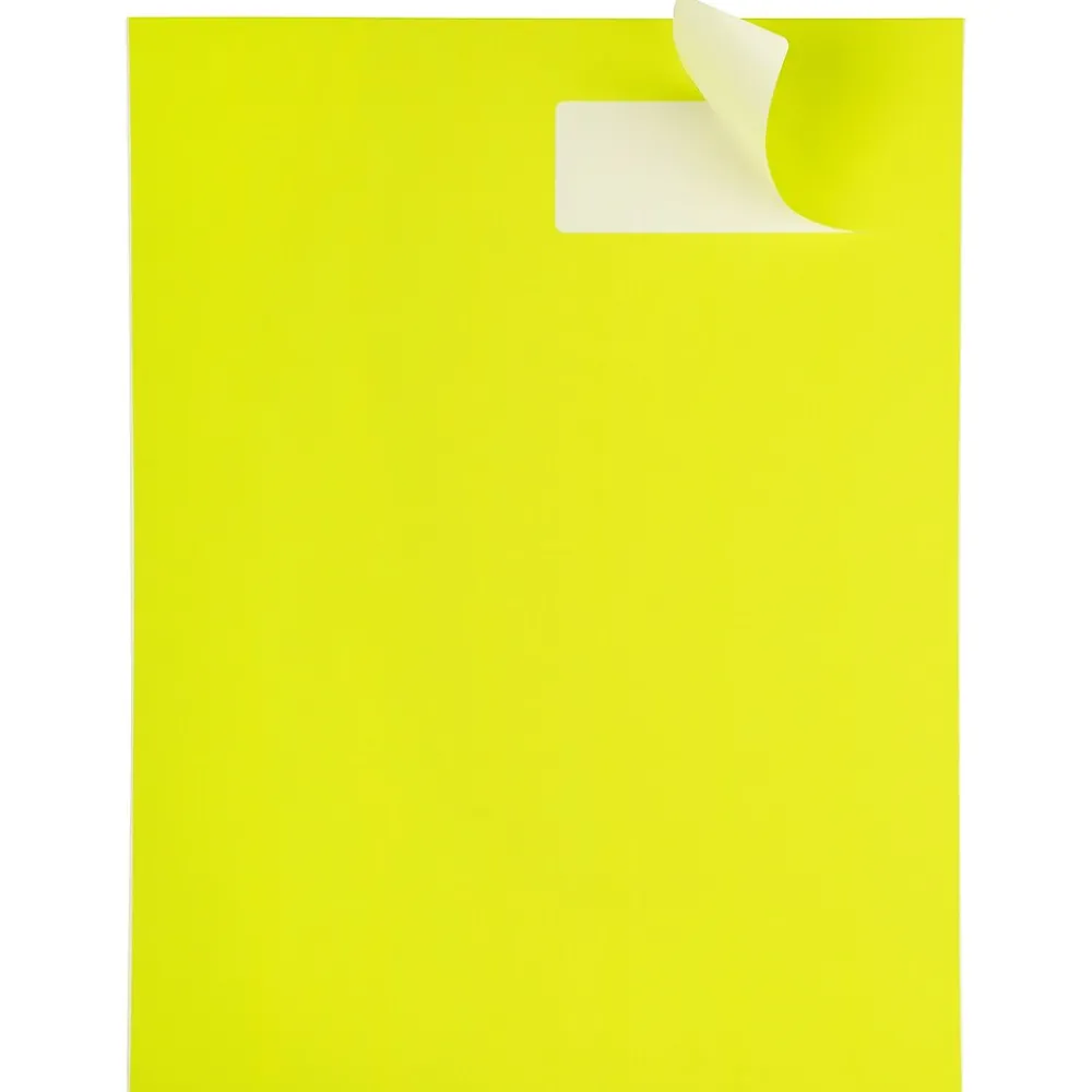 Labels|JAM Paper Address Labels, 1 1/3" x 4", Neon , 14 Labels/Sheet, 9 Sheets/Pack (359329614) Yellow