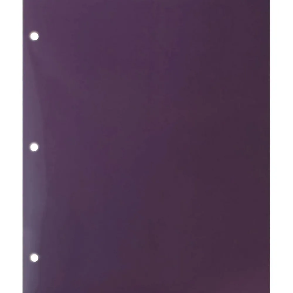 Pocket Folders|JAM Paper Laminated Glossy 3 Hole Punch Two-Pocket Folders, Purple, 6/Pack (385GHPPUA)