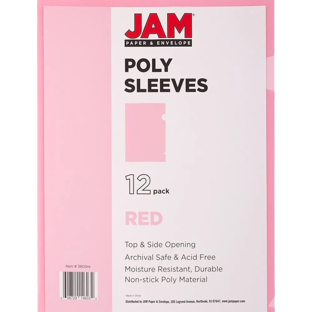 Sheet Protectors|JAM Paper Plastic Sleeves, 9" x 12", Red, 12/Pack (2226316989)