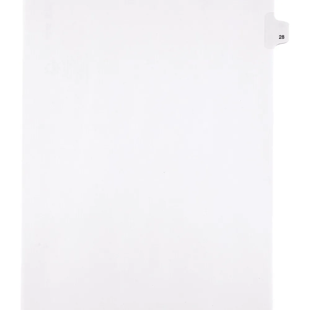 Dividers|Kleer-Fax Side-Tab Legal Index Dividers, Number 28, White, Letter, 25/Pk