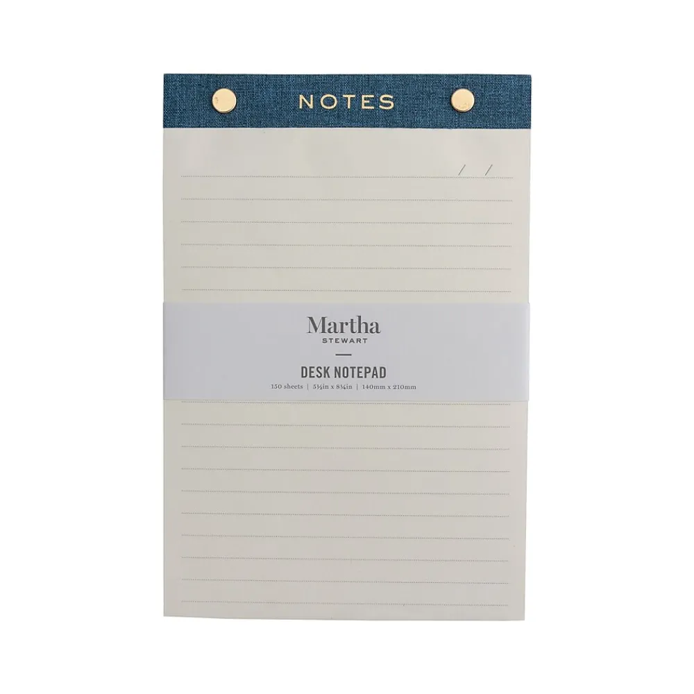 Notepads|Martha Stewart Desk Notepad, Wide-Ruled, 5.5" x 8.25", Navy, 150 Sheets/Pad (MS110G)