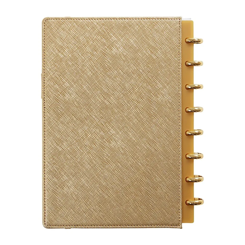 Notebooks|Martha Stewart Gold Faux Leather Junior Discbound Notebook (MS102F)
