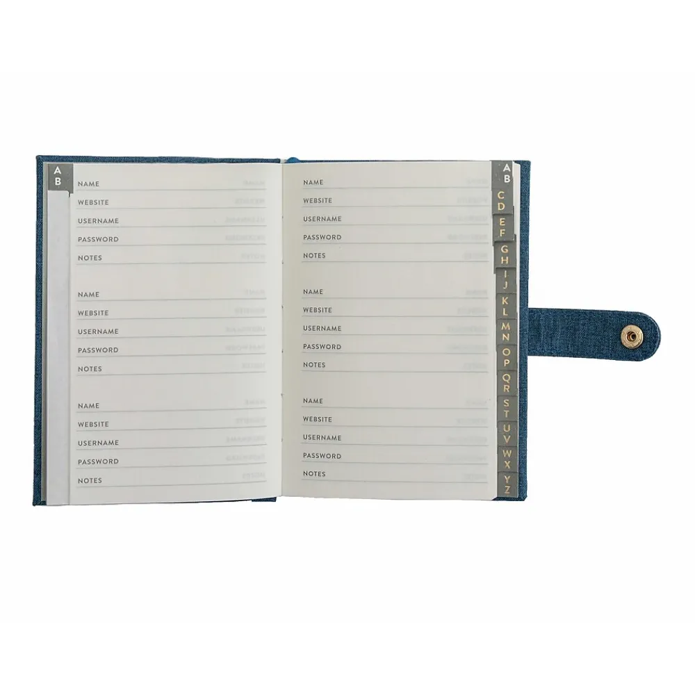 Notebooks|Martha Stewart Password Book, 4" x 5.5", Ruled, 72 Sheets, Navy (MS110H)