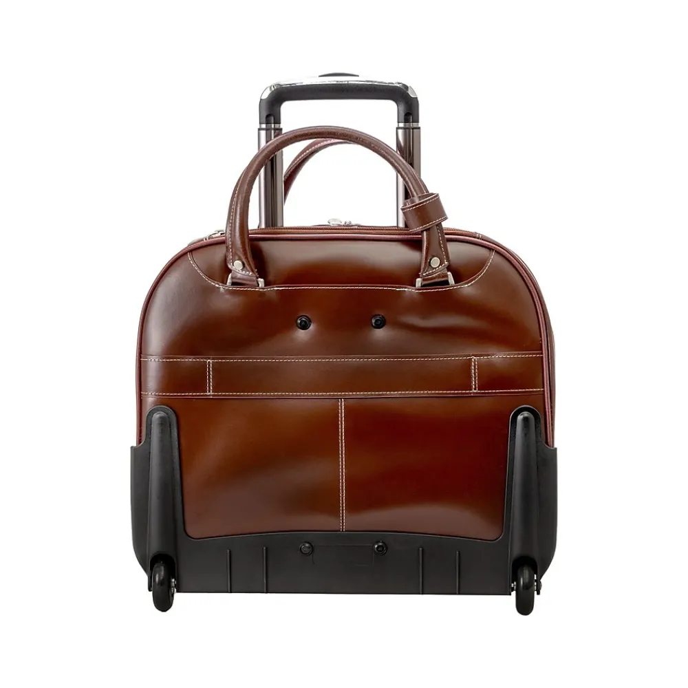 Laptop Bags|McKlein DENALI 15" Leather Rolling Laptop Bag, Red (99706)