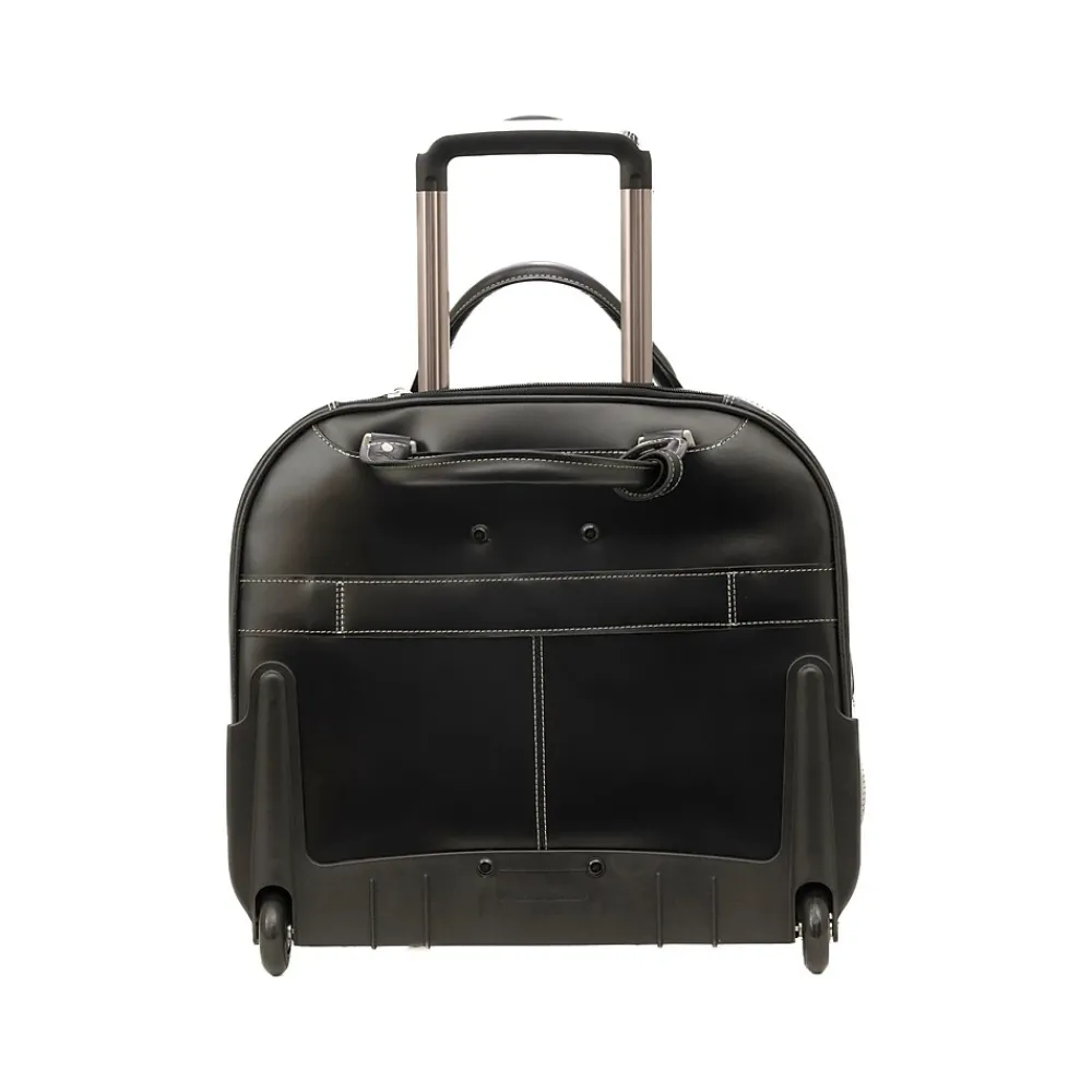 Laptop Bags|McKlein REDWOOD 15" Leather Rolling Laptop Bag, Black (99695)