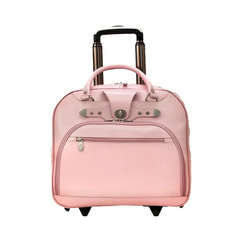Laptop Bags|McKlein REDWOOD 15" Leather Rolling Laptop Bag, Pink (99699)