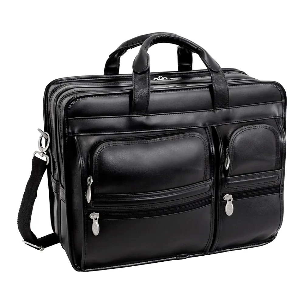 Laptop Bags|McKlein USA CLINTON 17" Leather Rolling Laptop Bag, Brown (88444)