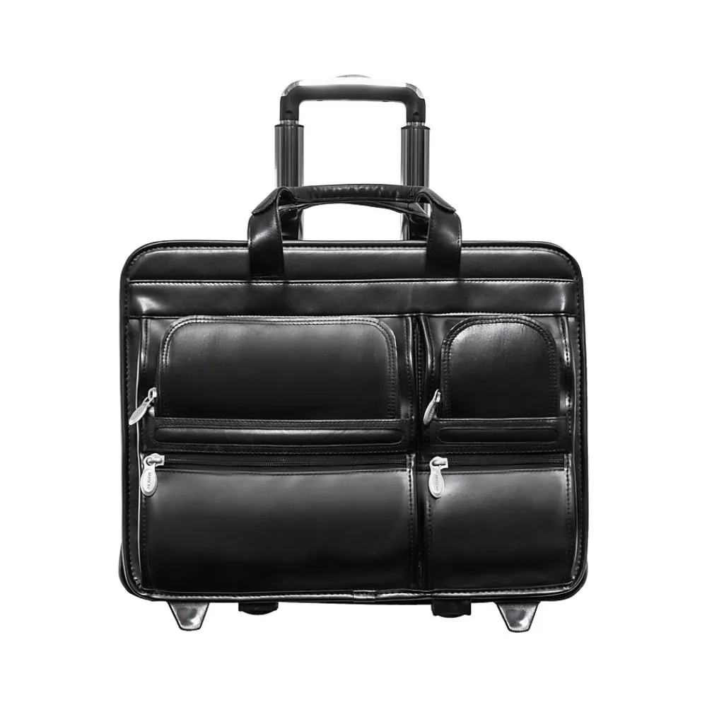 Laptop Bags|McKlein USA CLINTON 17" Leather Rolling Laptop Bag, Brown (88444)