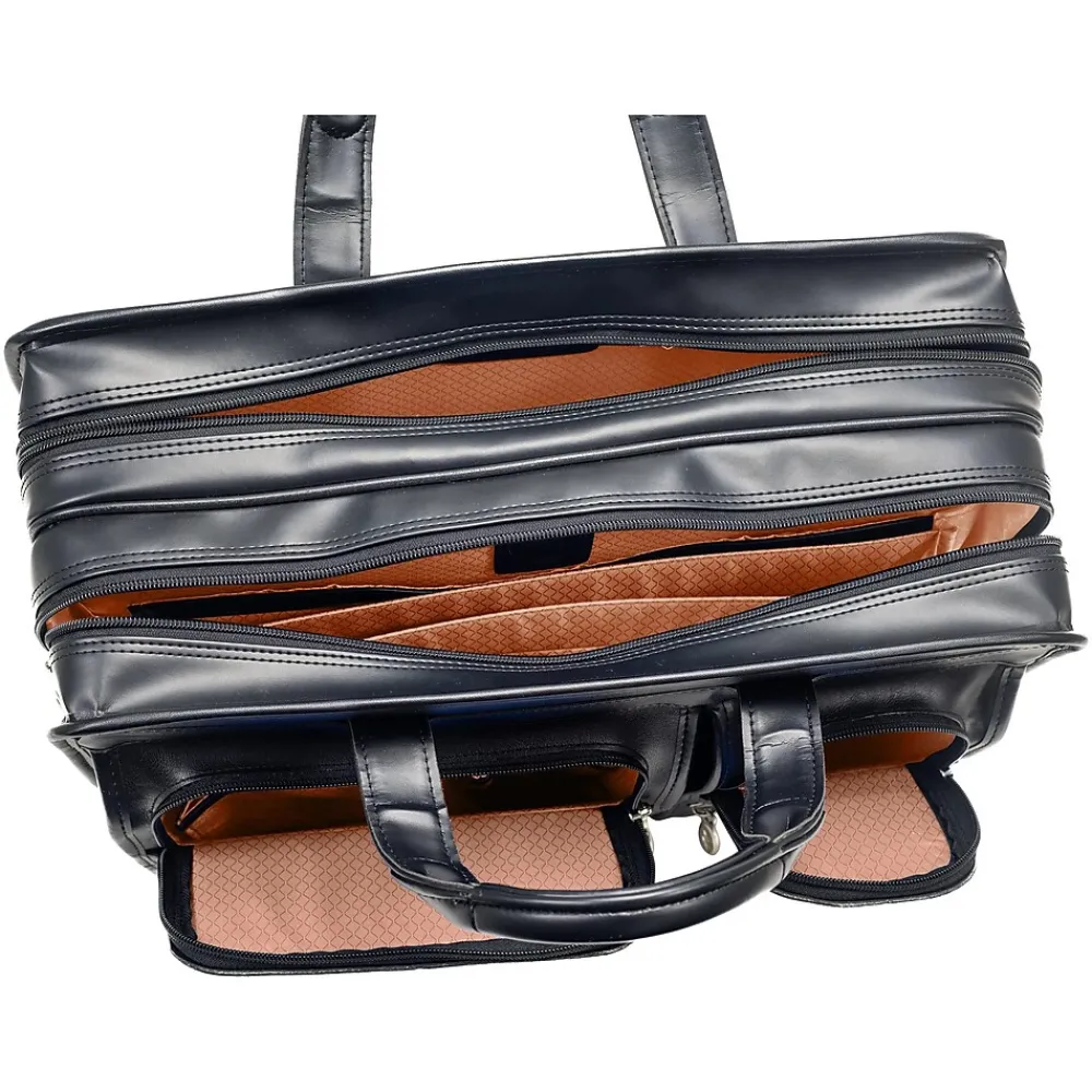 Laptop Bags|McKlein USA CLINTON 17" Leather Rolling Laptop Bag, Brown (88444)