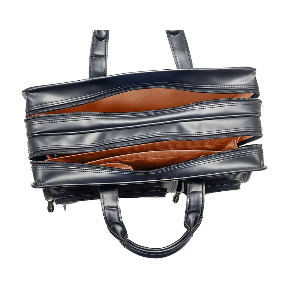 Laptop Bags|McKlein USA CLINTON 17" Leather Rolling Laptop Bag, Brown (88444)