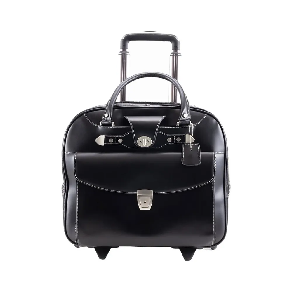 Laptop Bags|McKlein USA DENALI 15" Leather Rolling Laptop Bag, Black (99705)