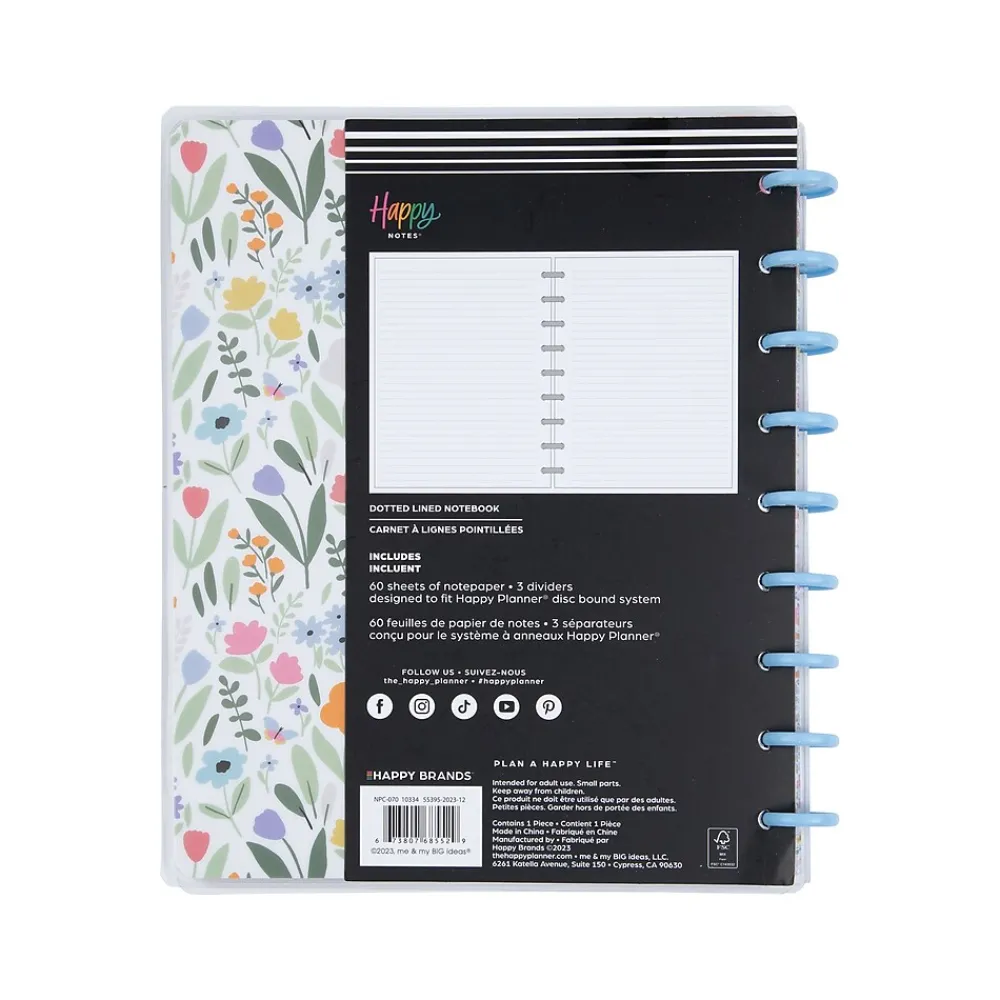 Notebooks|Me & My Big Ideas Happy Notes Soft Florals Notebook, 7" x 9.25", Dotted, 60 Sheets, Multicolor (NPC-070)