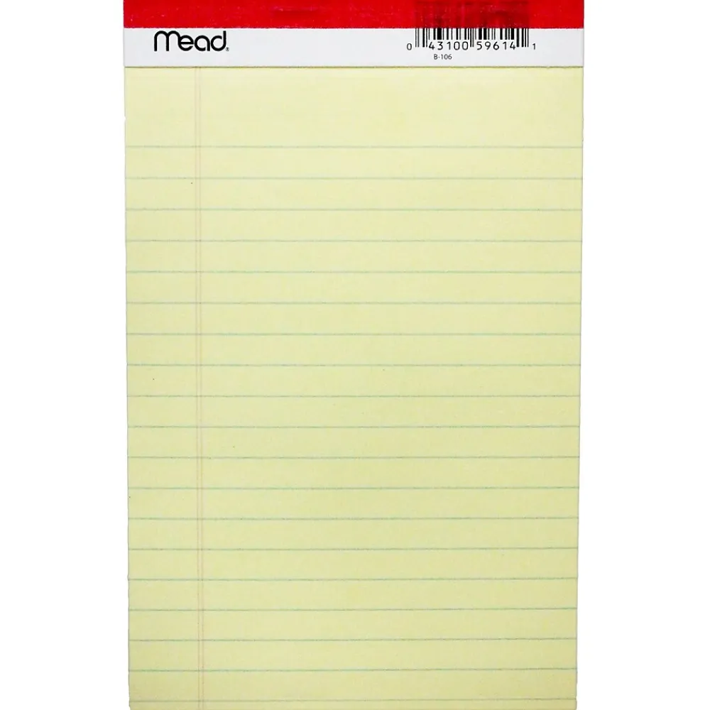 Notepads|Mead Junior Legal Pad, 5" x 8", 50 Sheets/Pad, 12 Pads (MEA59614-12)