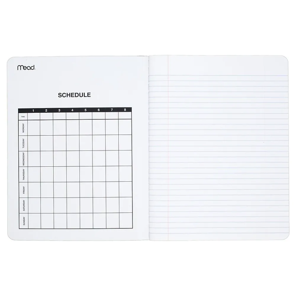 Composition Notebooks|Mead Square Deal 1-Subject Composition Notebooks, 7.5" x 9.75", Wide Ruled, 100 Sheets, Black (09920)