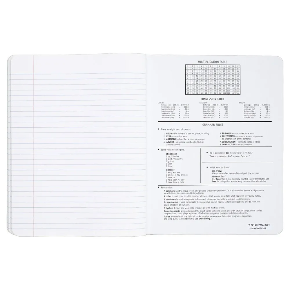 Composition Notebooks|Mead Square Deal 1-Subject Composition Notebooks, 7.5" x 9.75", Wide Ruled, 100 Sheets, Black (09920)