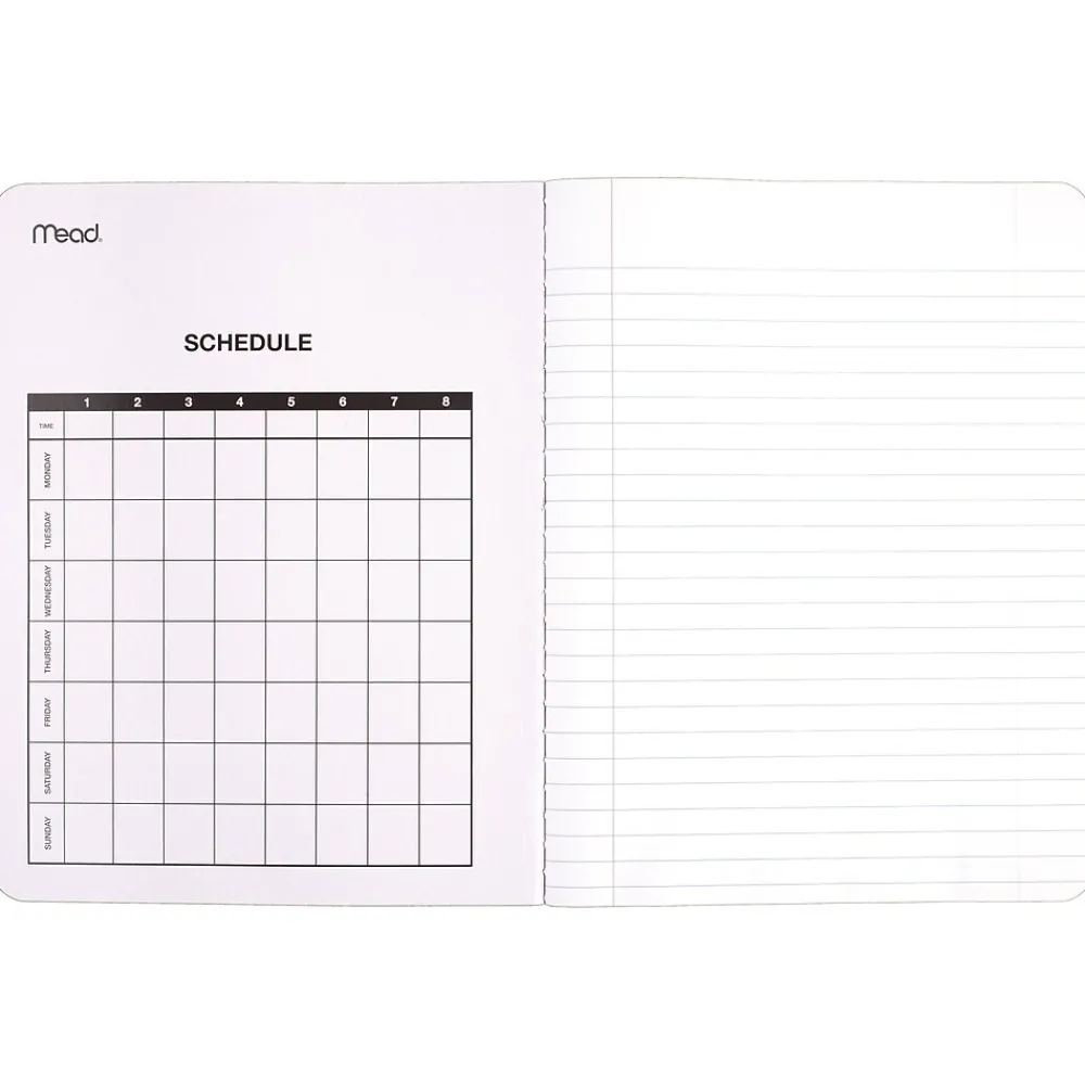 Composition Notebooks|Mead 1-Subject Composition Notebooks, 9.75" x 7.5", Wide Ruled, 100 Sheets, Black (09910)