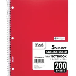 Subject Notebooks|Mead 5-Subject Notebook, 8.5