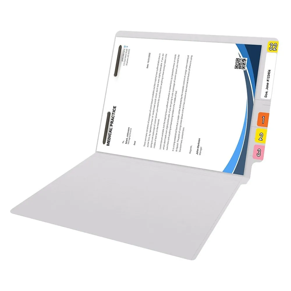 File Folders|Medical Arts Press Reinforced End Tab File Folder, Straight Cut, Letter-Size, White, 50/Box (S-01501-WHT)