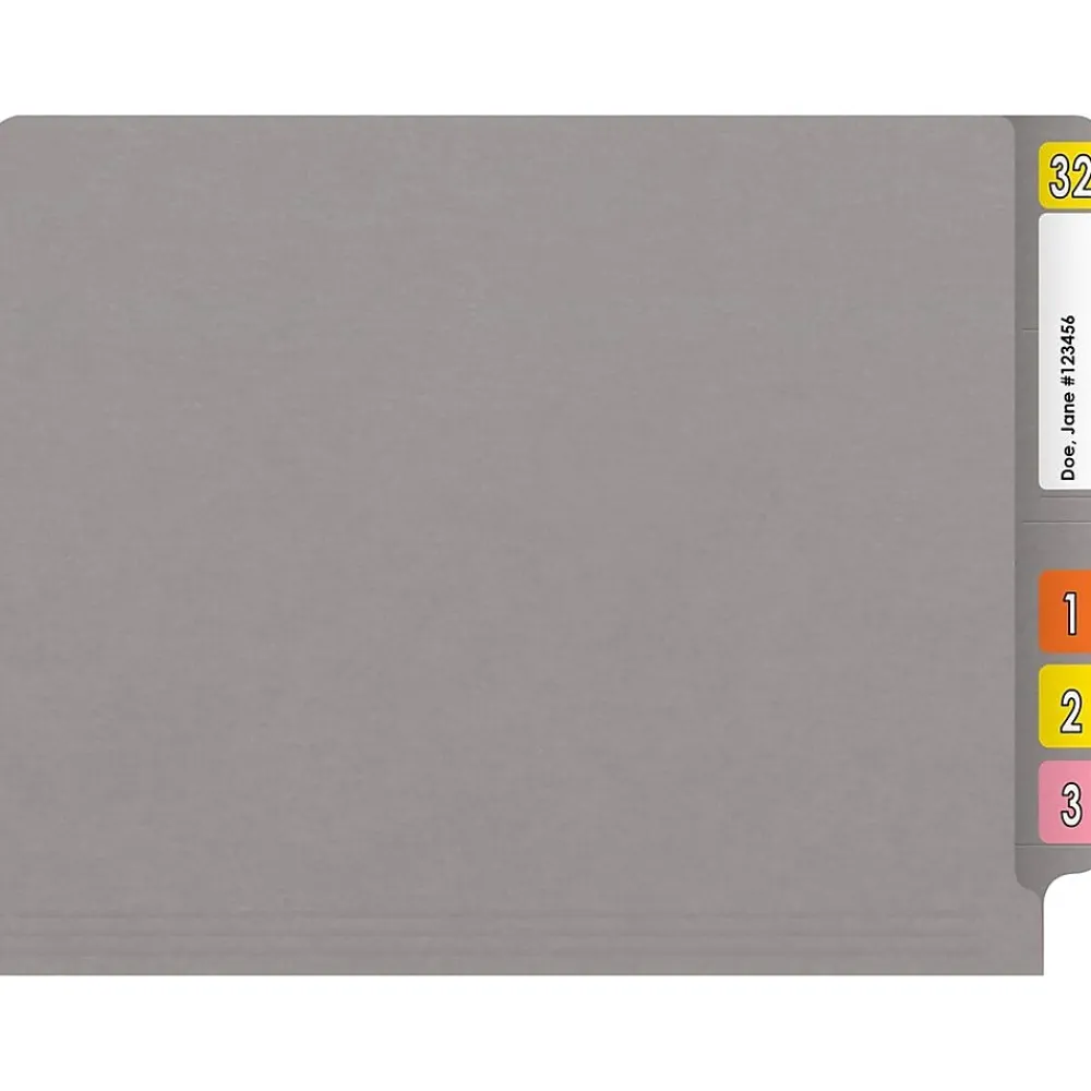 File Folders|Medical Arts Press Reinforced End Tab File Folder, Straight Cut, Letter-Size, Gray, 50/Box (S-01601-GRY)