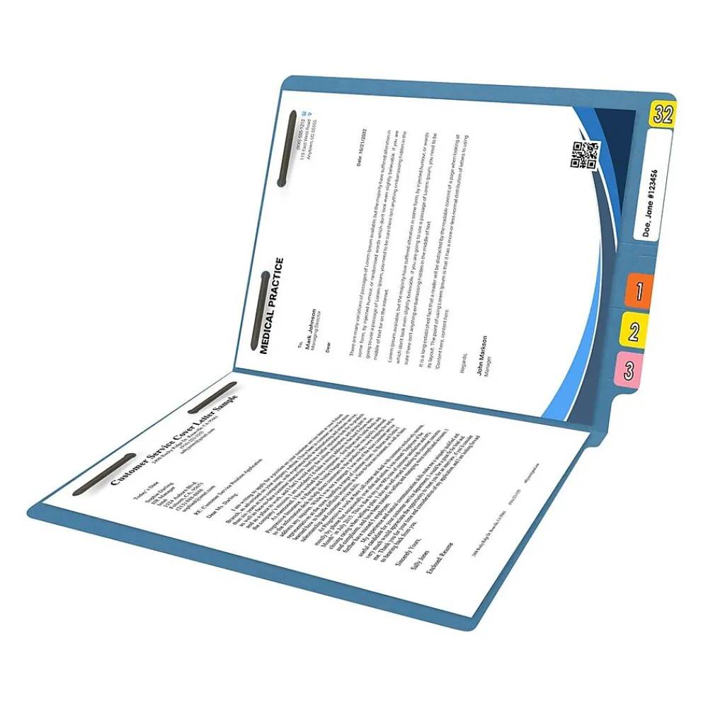 File Folders|Medical Arts Press Reinforced End Tab File Folder, Straight Cut, Letter-Size, Blue, 250/Carton (S-01602-BLU-B)