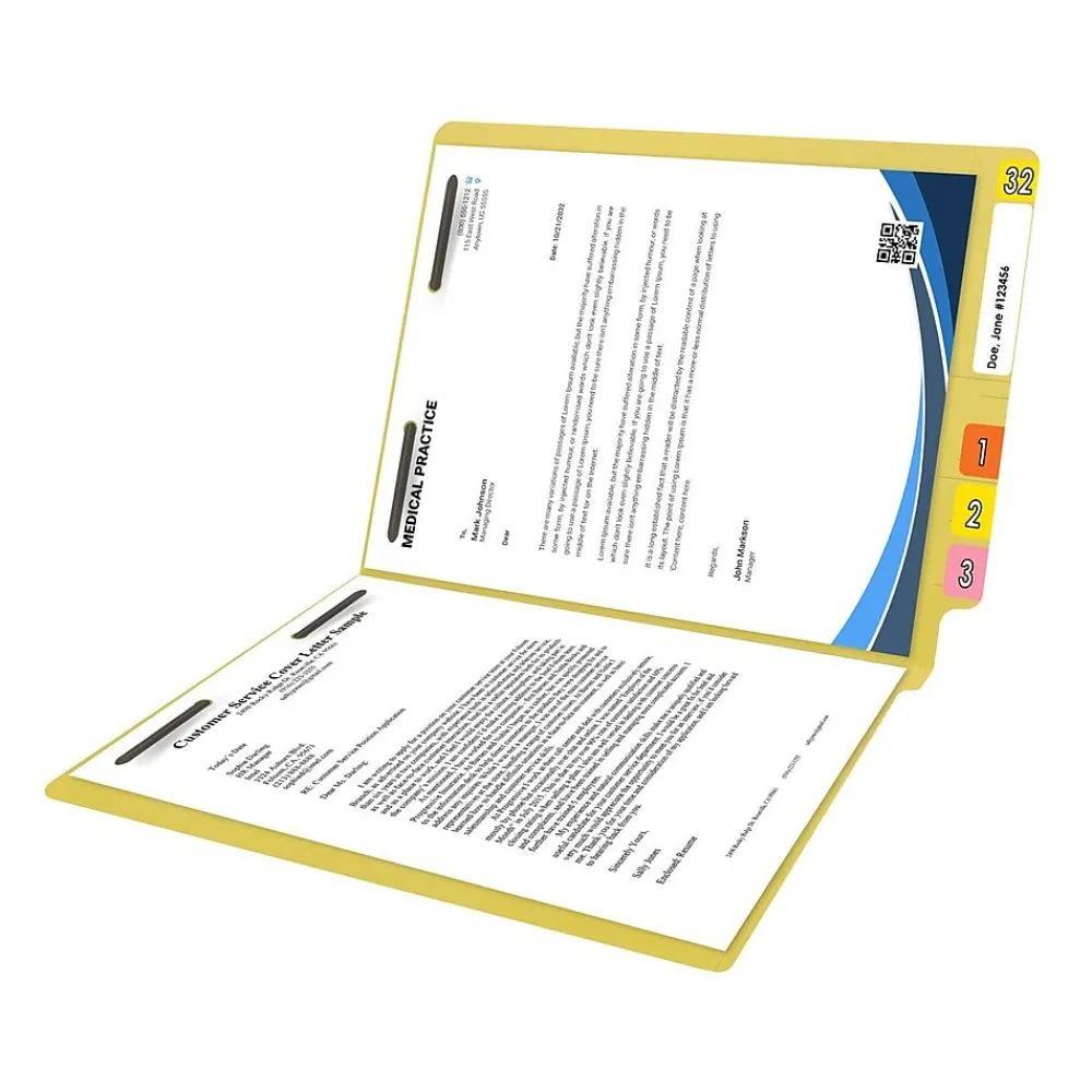 File Folders|Medical Arts Press Reinforced End Tab File Folder, Straight Cut, Letter-Size, Yellow, 50/Box (S-01502-YLW)