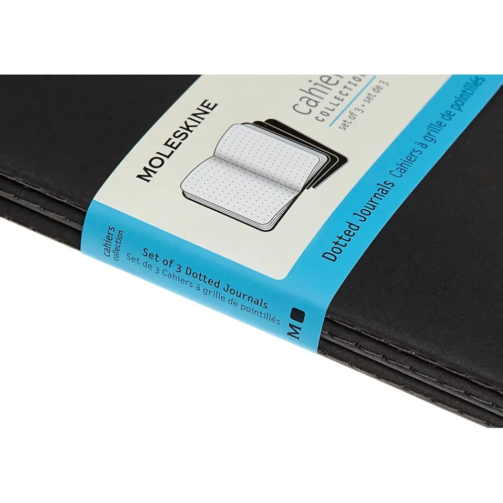 Journals|Moleskine Cahier Journal, 5" x 8.25", Dotted Ruled, Black, 80 Pages, 3/Pack (719213)