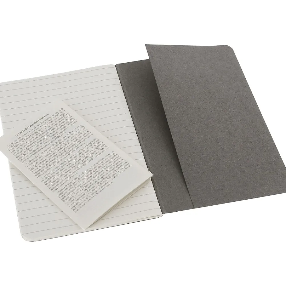 Journals|Moleskine Cahier Journal, Set of 3, Pocket, Ruled, Pebble Grey, Soft Cover, 3-1/2" x 5-1/2"