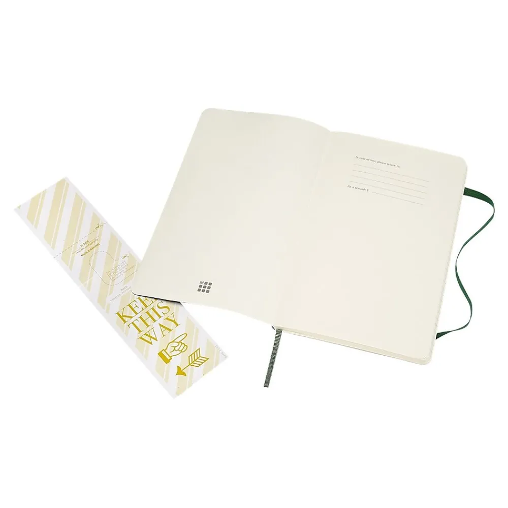 Notebooks|Moleskine Classic Pocket Notebook, 5" x 8.25", Wide Ruled, 96 Sheets, Green (600011)