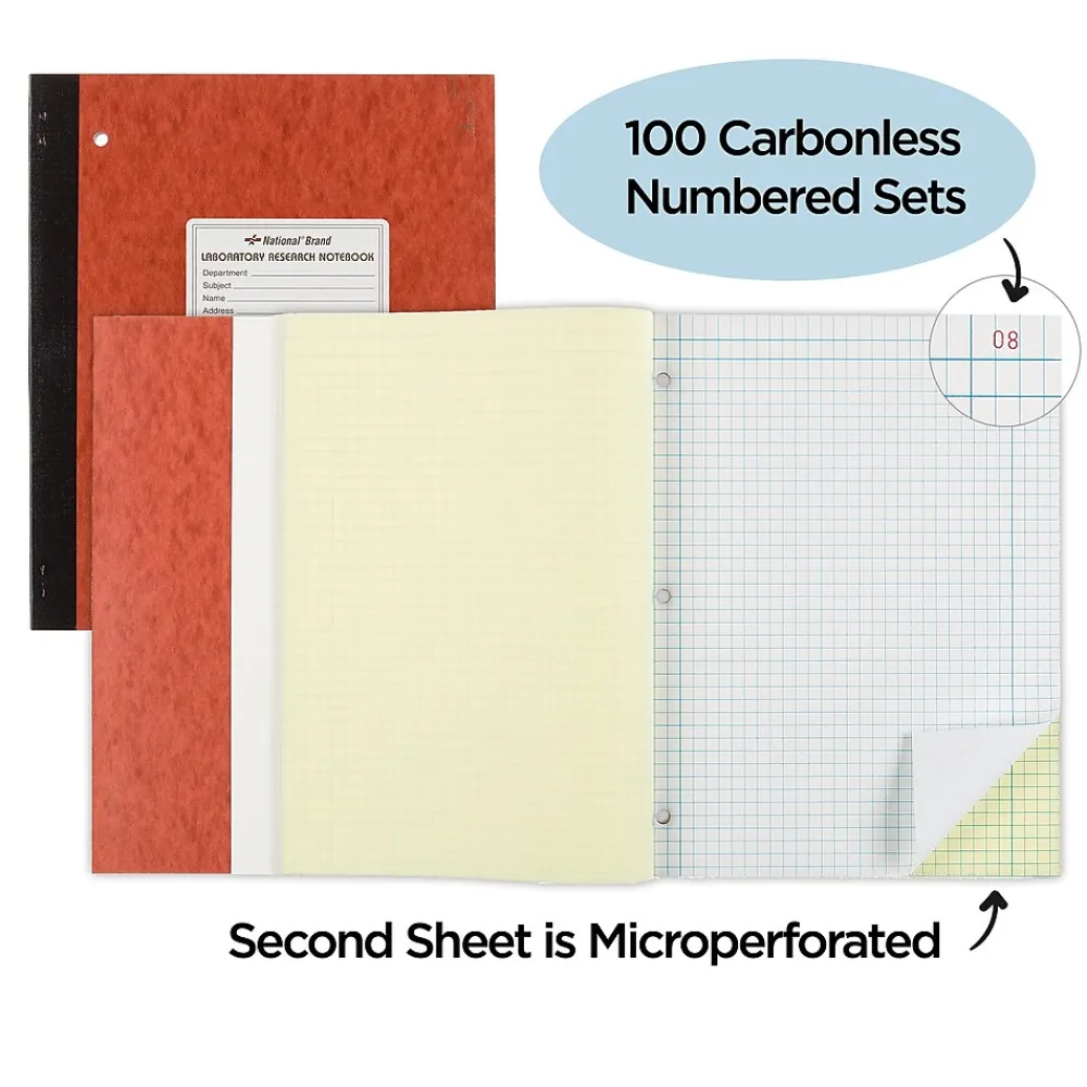 Notebooks|National Brand Laboratory 1-Subject Computation Notebooks, 9.25" x 11", Quad, 200 Sheets, Brown (43649)