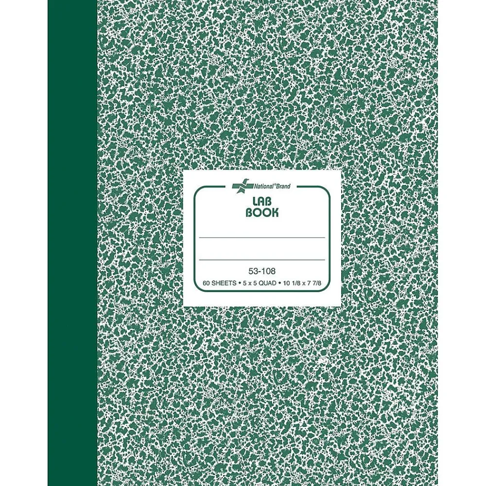 Composition Notebooks|National Brand Laboratory 1-Subject Composition Notebooks, 7.875" x 10.125", Quad, 60 Sheets, Green (RED53108)