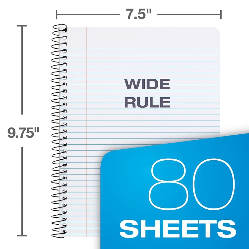 Subject Notebooks|Oxford Composition Notebooks, 7.5" x 9.75", Wide Ruled, 80 Sheets, Assorted Colors, 4/Pack (64946)