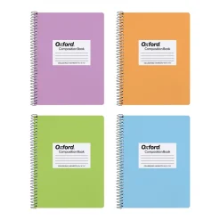 Composition Notebooks|Oxford Composition Notebooks, 7.5" x 9.75", College Ruled, 80 Sheets, Assorted Colors, 4/Pack (64947)