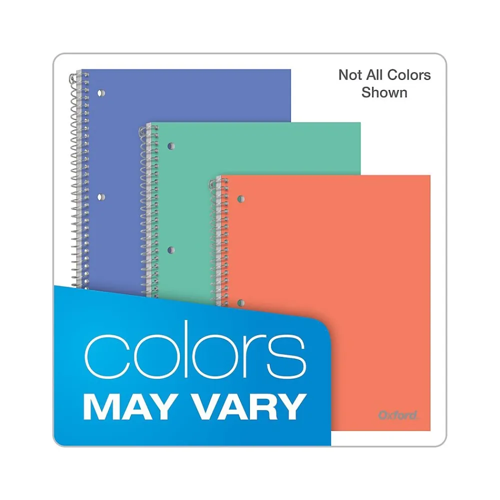 Subject Notebooks|Oxford 1-Subject Notebooks, 8.5" x 11", College Ruled, 100 Sheets, Assorted Colors (10590)