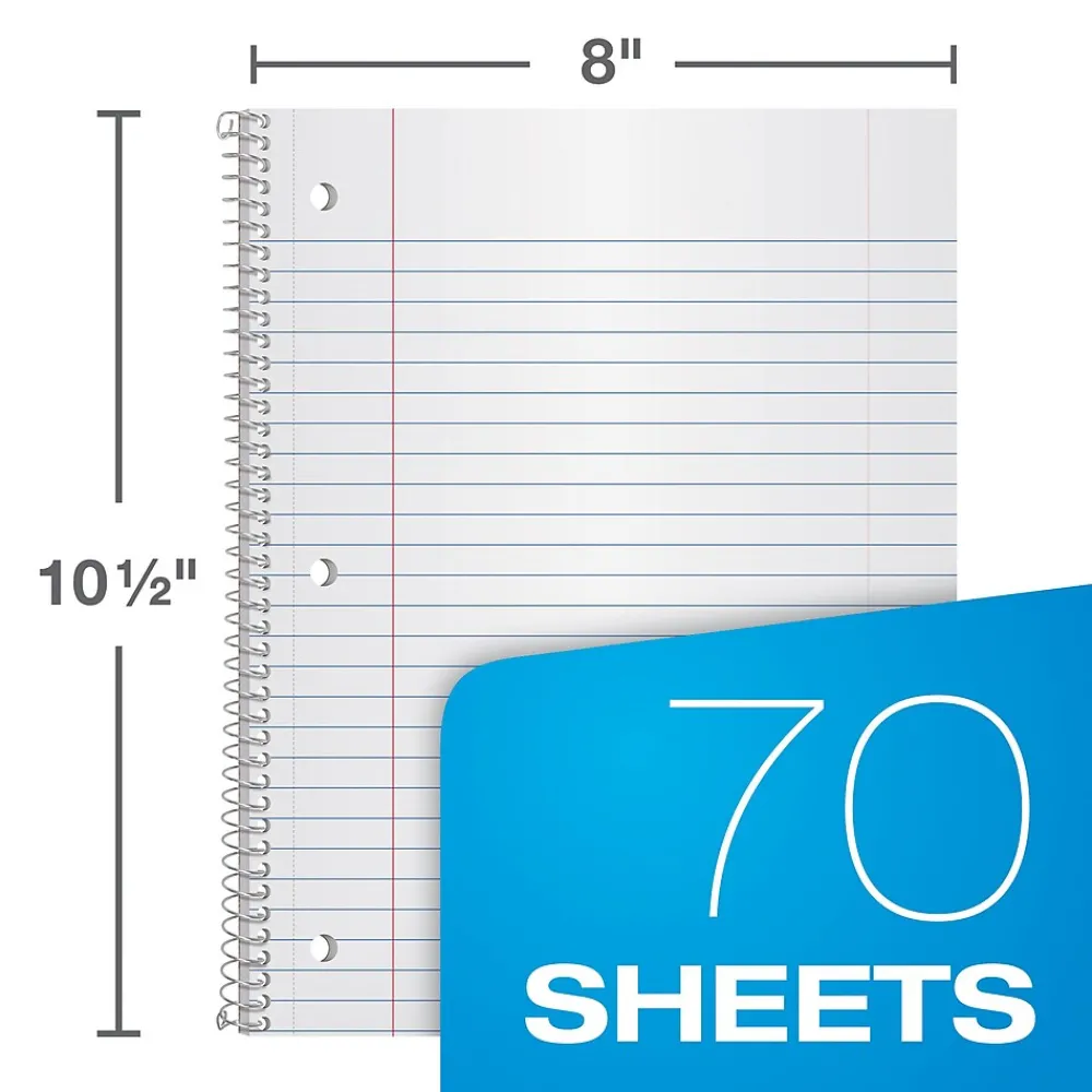 Subject Notebooks|Oxford 1-Subject Notebooks, 8" x 10.5", Wide Ruled, 70 Sheets, Each (65000)