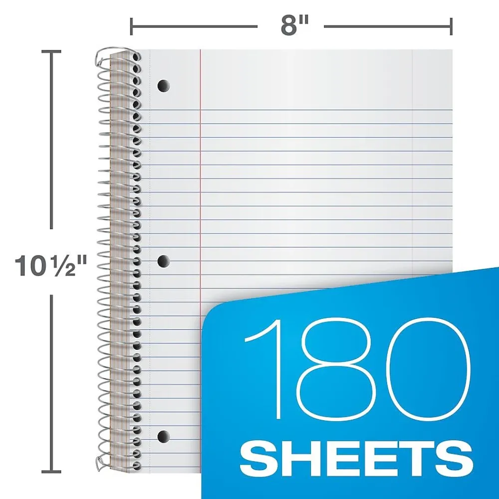 Subject Notebooks|Oxford 5-Subject Subject Notebooks, 8" x 10.5", Wide Ruled, 180 Sheets, Each (65058)